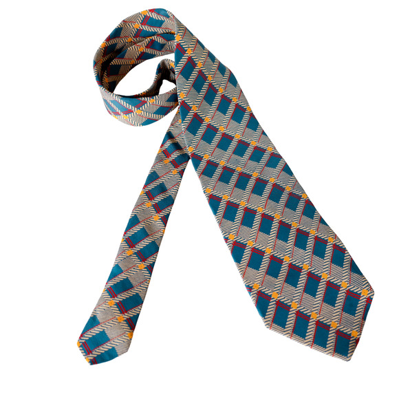 Vintage Dunhill Silk Argyle Striped Tie Luxury Wedding Preppy Business Corporate - Picture 4 of 15